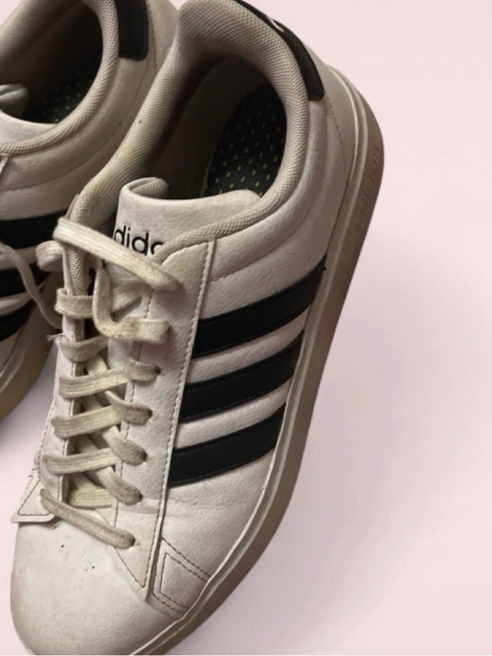 adidas White and Black Low-Top Leather Sneakers